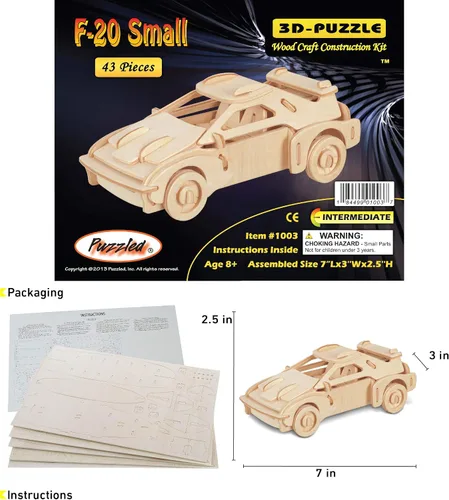 Miniatura 2 de Rompecabezas 3D de 43 piezas de coche de 7 x 3 x 2.5 pulgadas