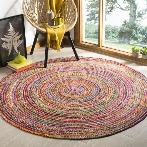 Miniatura 33 de SAFAVIEH Alfombra 8x10 - Colección Cape Cod - Grande - Beige y Multi, Jute y Algodón Hecho a Mano, Diseño Trenzado Tejido (CAP202B)