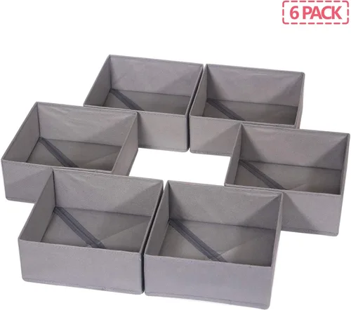 Miniatura 7 de DIOMMELL Paquete de 6 cajas de almacenamiento de tela plegables para armario, aparador, cajón, cestas de tela, contenedores divisores para ropa