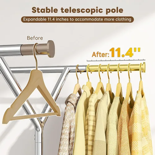 Miniatura 3 de Raybee Perchero de ropa resistente con carga de 500 libras, perchero con ruedas, doble barra para colgar ropa, perchero comercial portátil