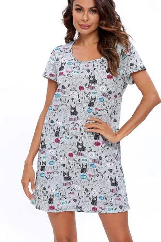 Miniatura 3 de ENJOYNIGHT - Camisones de algodón para mujer, talla grande, camisa de dormir de manga corta con estampado