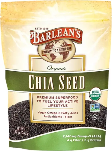 Miniatura 8 de Barlean's Mezcla Orgánica de Semillas de Lino, Chía y Coco con 2,330 mg de Ácidos Grasos Omega 3, Suplemento de Fibra con Semillas de Chía Enteras