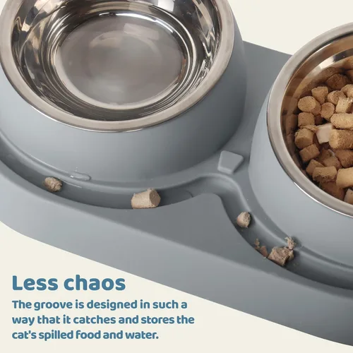 Miniatura 4 de UBPET Comedero y Dispensador de Agua para Gatos, Comedero para Gatos Mejorado 2025 con Cuencos de Acero Inoxidable, Dispensador de Comida