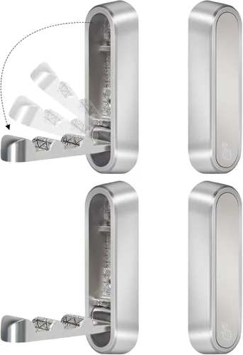 Miniatura 10 de 4 piezas de ganchos de pared dorados plegables, ganchos de pared plegables de aleación de zinc resistentes, ganchos de abrigo ocultos plegables