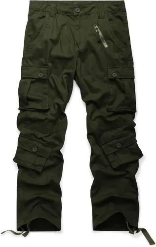 Miniatura 3 de OCHENTA - Pantalón cargo para hombre, estilo militar de combate pantalón casual para el trabajo con 8 bolsillos.