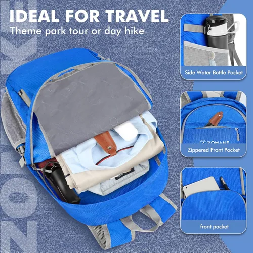 Miniatura 4 de ZOMAKE Mochila plegable ligera 30L, mochilas plegables para senderismo, mochila plegable compacta resistente al agua para viajes Azul oscuro