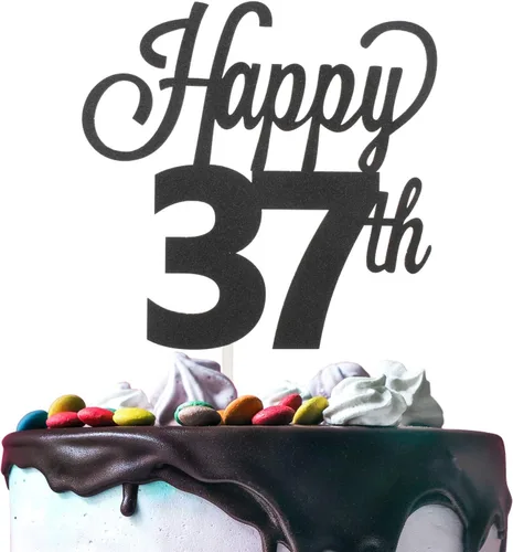Miniatura 81 de LINGTEER - Decoración para pastel con texto "Happy Birthday 100", color negro