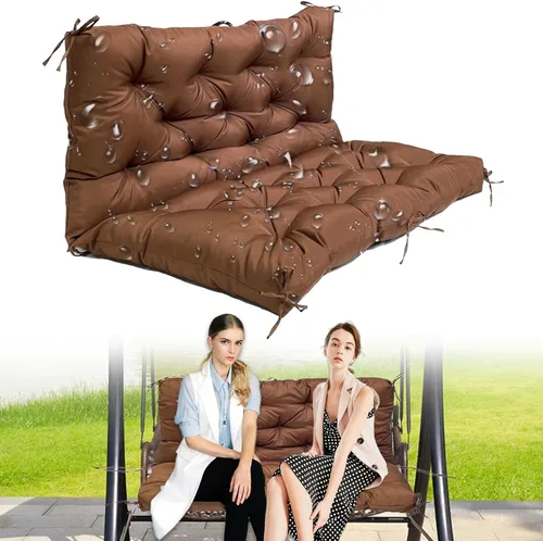 Miniatura 20 de Swing Cushions 2 Seater Replacement Waterproof Porch Swing Cushions with Backrest Thicken 4" Replacement Swing Cushions for Outdoor Furniture Patio