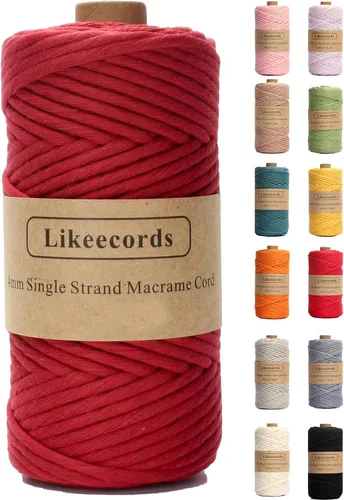 Miniatura 28 de Likeecords - Cuerda de macramé de 4 mm de un solo hilo, 80 m de cuerda de macramé colorida, cuerda de algodón para macramé, cuerda de algodón