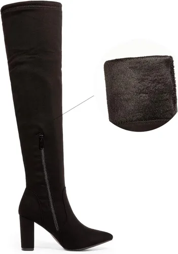 Miniatura 2 de DREAM PAIRS - Botas altas hasta el muslo de moda para mujer, botas largas y sexis de piel sintética con tacón ancho medio