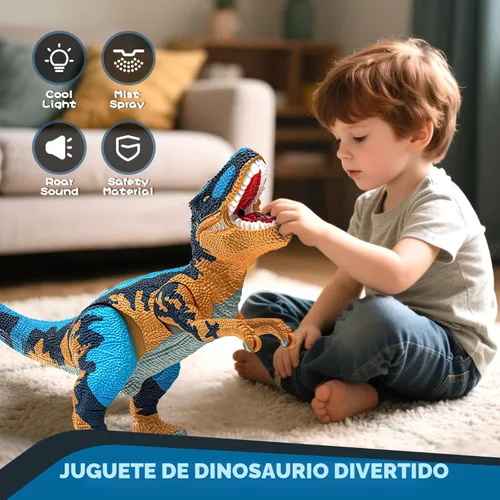 Miniatura 7 de Juguetes grandes de dinosaurio para niños de 3 a 9 años, figura de dinosaurio grande Tyrannosaurus rex, juguete para almacenamiento de vientre, Azul