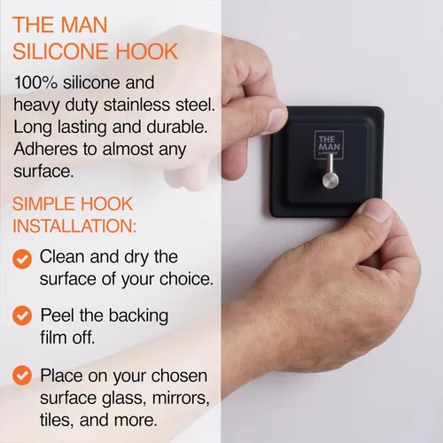 Miniatura 2 de The Man Gancho de silicona – Gancho de almacenamiento para baño y ducha – Artículos de aseo de ducha, accesorio organizador de baño – Acero