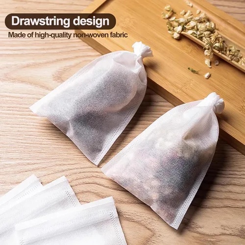 Miniatura 4 de BlingKingdom 100 bolsas de té vacías de filtro de té molido, bolsas de café molido, bolsa de filtro de café de material seguro y natural, infusor