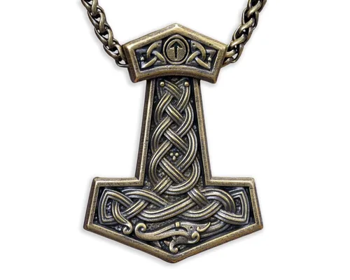 Miniatura 123 de Viking Thors Hammer Necklace Pendant - Vegvisir Aegishjalmur Helm of Awe Raven Huginn Muninn Pendant Necklace Amulet Talisman - Thor Necklace