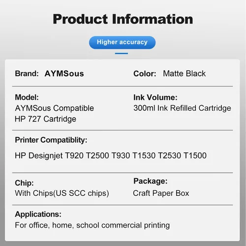 Miniatura 2 de Compatible con HP 727 Cyan 300ML Cartucho de tinta remanufacturado de repuesto para HP 727 para HP 727 para HP 727C para impresoras HP DesignJet