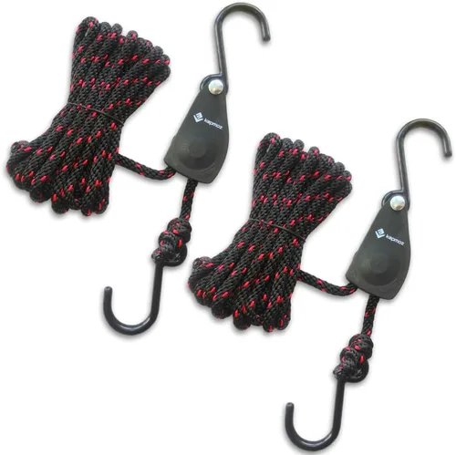 Miniatura 9 de LE KAPMOZ Correas de amarre para kayak, arco de canoa y popa, polea de trinquete de carga resistente, colgador de cuerda