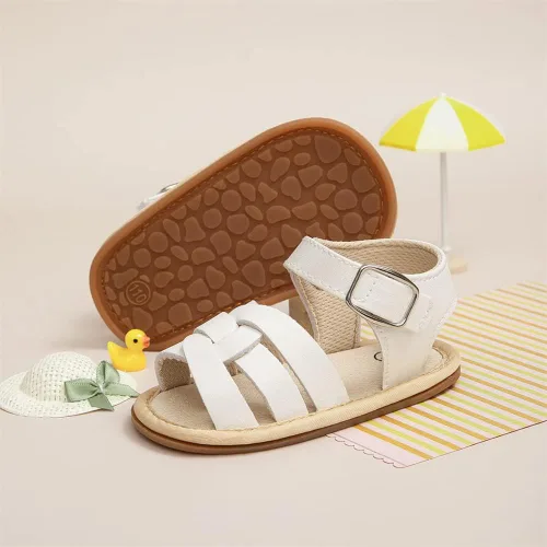 Miniatura 16 de Meckior Sandalias de verano con punta abierta y suave de piel sintética para bebés y niñas pequeñas