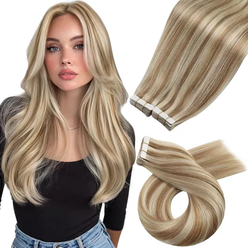 Miniatura 54 de Moresoo Extensiones de cabello humano real con cinta adhesiva, sin costuras, #1 negro azabache, 20 piezas, 1.76 oz (50 g), 24 pulgadas