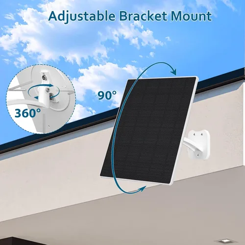 Miniatura 5 de Zivif Panel Solar de 8W para Cámaras de Seguridad, Cargador de Panel Solar para Cámara con Cable USB-C, DC 5.5x2.1mm y Puerto Micro USB, Resistente