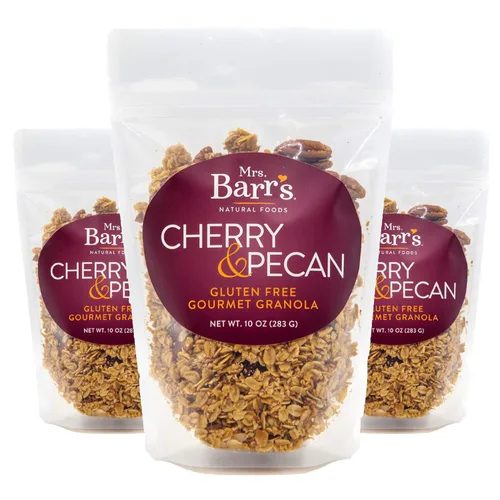 Mrs. Barr's Natural Foods Granola | Cereza y Nuez | Avena orgánica certificada sin gluten | Textura suave | Lote pequeño | Calidad gourmet |