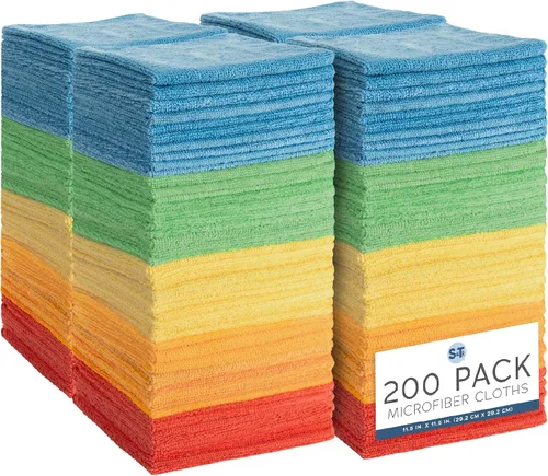 Miniatura 10 de S&T INC. Paquete de 50 paños de limpieza de microfibra, toalla de microfibra a granel para el hogar, toallas de microfibra reutilizables