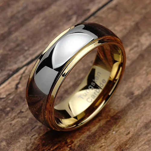 Miniatura 2 de 100S JEWELRY Anillos de tungsteno personalizados grabados para hombres y mujeres, alianza de boda, dos tonos, oro y plata, tallas 6-16