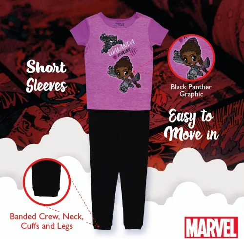Miniatura 4 de Marvel Girls' Black Panther Wakanda Forever Groot 2-Piece Snug-fit Cotton Pajamas Set