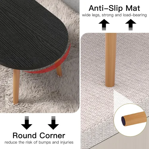 Miniatura 6 de FAMIDGE Mesa auxiliar, mesas auxiliares ovaladas pequeñas de 23.6 pulgadas para espacios pequeños con 4 patas de madera maciza, mesa de pie