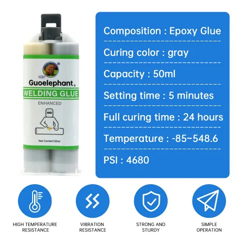 Miniatura 2 de Pegamento epoxi de metal de 1.7 fl oz, 2 partes de epoxi de soldadura en frío resistente para todos los usos, metal de unión, plástico, cerámica