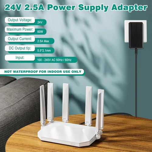 Miniatura 5 de Fuente de alimentación de 24 V con certificación UL, transformador de bajo voltaje de 24 voltios, Paquete de 2 CC 24V 2.5A 60W