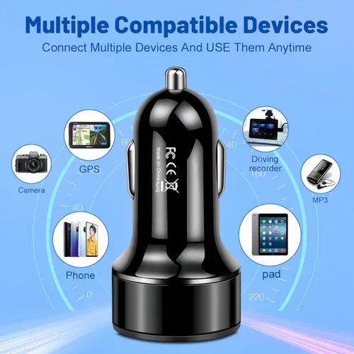 Miniatura 8 de Adaptador de cargador de automóvil, cargador USB de 4 puertos con voltímetro PD 3.0 y QC 3.0, cargador USB para automóvil, accesorios de carga