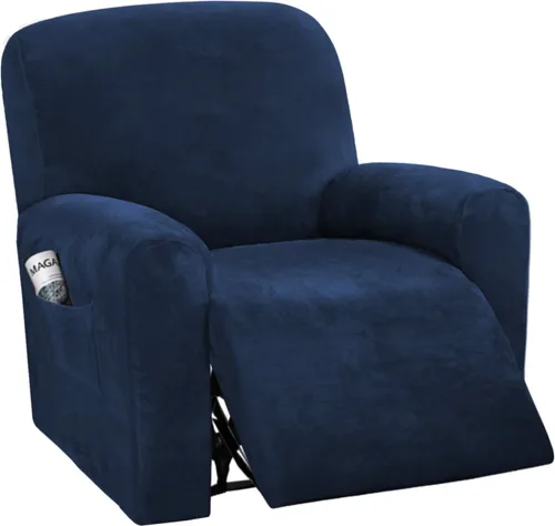 Miniatura 10 de H.VERSAILTEX Fundas elásticas de terciopelo para sillón reclinable, fundas para silla reclinable estilo de 4 piezas, funda para sillón reclinable