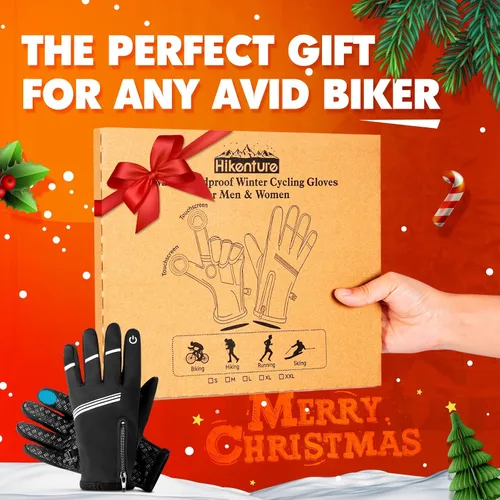 Miniatura 6 de Hikenture. Guantes de ciclismo de invierno, para hombres y mujeres. Guantes térmicos para bicicleta con dedos completos, para pantallas táctiles