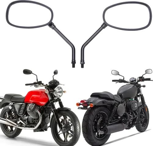 Miniatura 7 de Espejos retrovisores negros de 10 mm para manillar de motocicleta, compatibles con Honda, Kawasaki, Suzuki, scooter de crucero (negro)