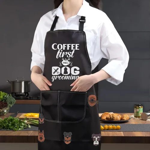 Miniatura 4 de JXGZSO Delantal de aseo para perros, regalos de peluquería para perros, regalos para estilista de perros, primer delantal de café, delantal de aseo