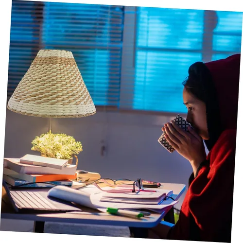 Miniatura 5 de LIFKOME Pantalla tejida para lámparas de pie de mesa, cubierta de luz de tejido retro, pantalla decorativa para sala de estar, dormitorio, estudio