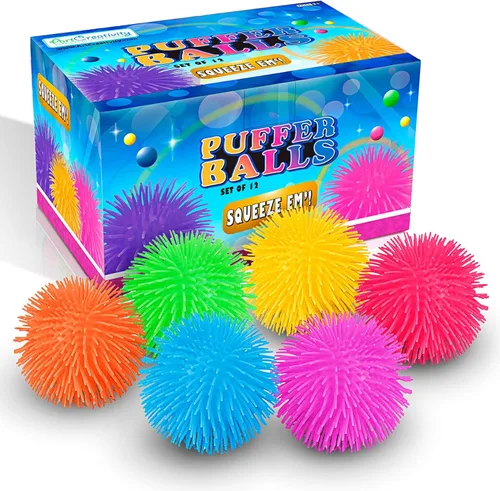 ArtCreativity Bolas infladas, paquete de 12, bolas de alivio del estrés con puntas, suaves y estrujables para niños y adultos, bolas sensoriales