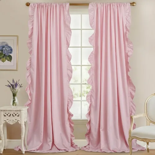 Miniatura 11 de StangH Cortinas blancas románticas victorianas con volantes, cortinas de filtro de luz que protegen la privacidad, seda sintética, ideal