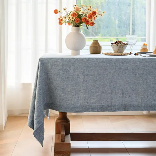 Miniatura 10 de Linen World - Mantel de lino de otoño de 55 x 55 pulgadas, mantel rectangular lavable de lino francés para comedor, al aire libre, bodas