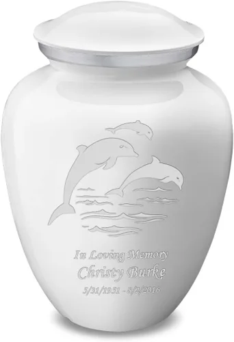 Miniatura 21 de Geturns Embrace - Urnas de cremación personalizadas de delfines para cenizas humanas, urna funeraria grande de color rojo brillante para mujeres