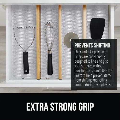 Miniatura 3 de GORILLA GRIP powerGRIP - Forro para estante de cajón y gabinete, agarre grueso y fuerte, forros no adhesivos que protegen armarios de cocina y Gris