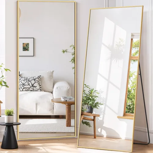 Miniatura 9 de Espejo de cuerpo completo de 71 x 26 pulgadas, espejo de cuerpo completo arqueado montado en la pared, espejos inclinados con soporte, marco