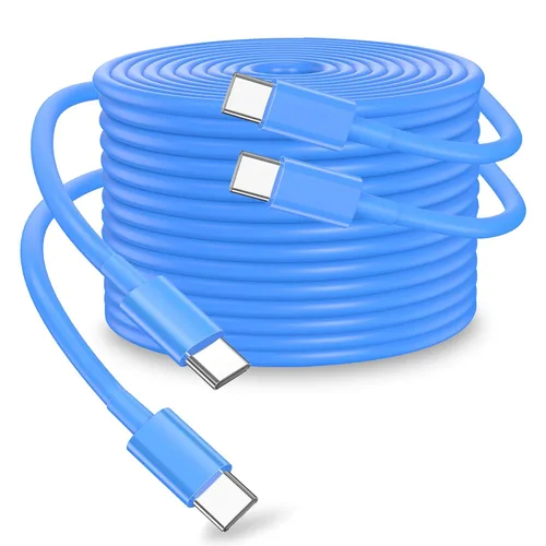 Miniatura 20 de Cable USB C a USB C de 100 W, paquete de 2 unidades de 10 pies, cable USB tipo C a tipo C, cable USB-C compatible con iPhone Blanco