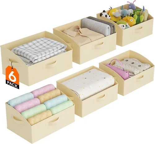 Miniatura 18 de Lifewit - Cestas organizadoras para armario, cestas trapezoidales medianas de almacenamiento para estante, paquete de 6 unidades, cestas