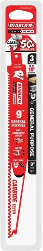 Miniatura 8 de Diablo Demo Demon DS0909CGP3 - Hojas de sierra recíproca de dientes de carburo para cortes generales, diseño de dientes de carburo, 9 pulgadas