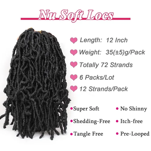 Miniatura 3 de Leeven 12 pulgadas, 108 hebras cortas y suaves trenzas de ganchillo para rastas de mariposa desgastadas, rastas negras rizadas de imitación