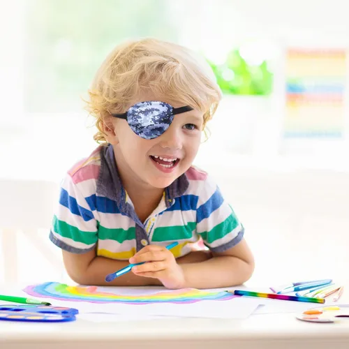Miniatura 4 de Eurzom 8 piezas de parches oculares para niños, parche ocular ajustable reutilizable, lindo para niñas y niños, con correa elástica para el ojo Cool