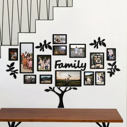 Miniatura 6 de JustLikeWood Árbol genealógico grande de madera de 47.2 x 29.9 pulgadas con marcos de fotos, marco de fotos para bricolaje, calcomanías de pared