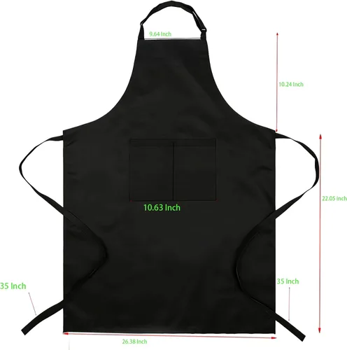 Miniatura 3 de Delantales para mujeres con bolsillos, delantal de chef para hombre, delantal de cocina, delantal negro, delantal de manchas, correa ajustable