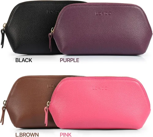 Miniatura 4 de Londo Bolsa de maquillaje de cuero genuino bolsa cosmética organizador de viaje embrague de artículos de tocador